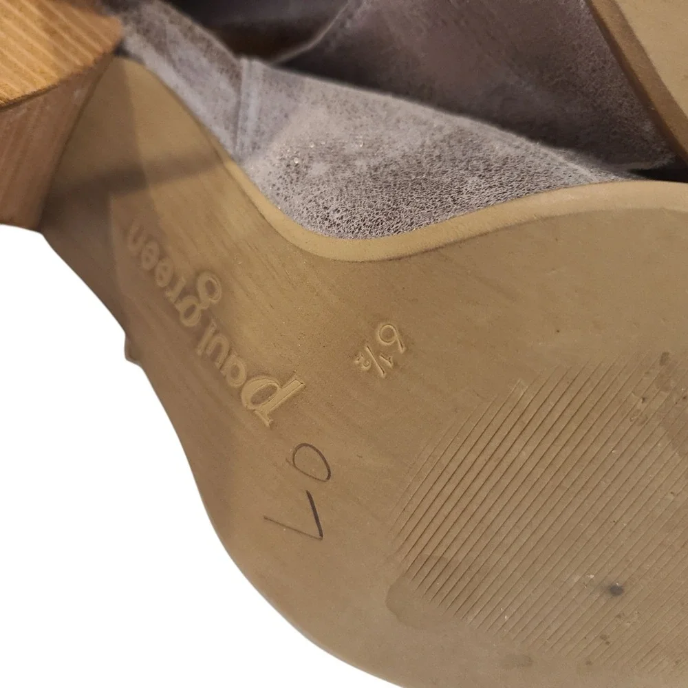 Paul Green Metallic Taupe Peep Toe Booties UK 6.5 US 9 Leather Chunky‎ Heel